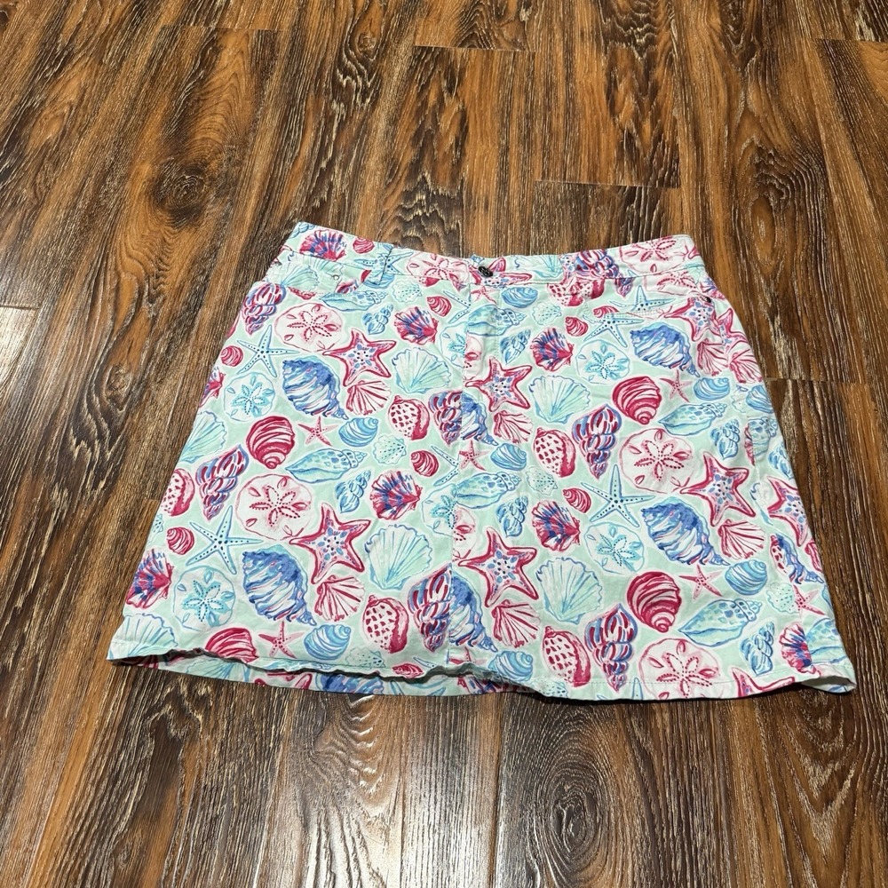 Croft & Barrow Skort Womens 14 Skirt Short Seashell Blue Pink Nautical Coastal